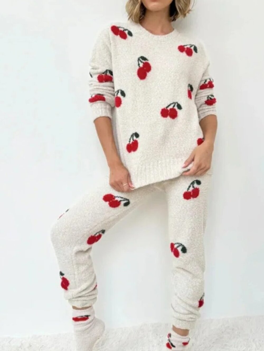 Splendid Plush Fuzzy Cherry Lounge Set